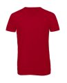 Heren T-shirt V Hals B&C Triblend TM057 Red